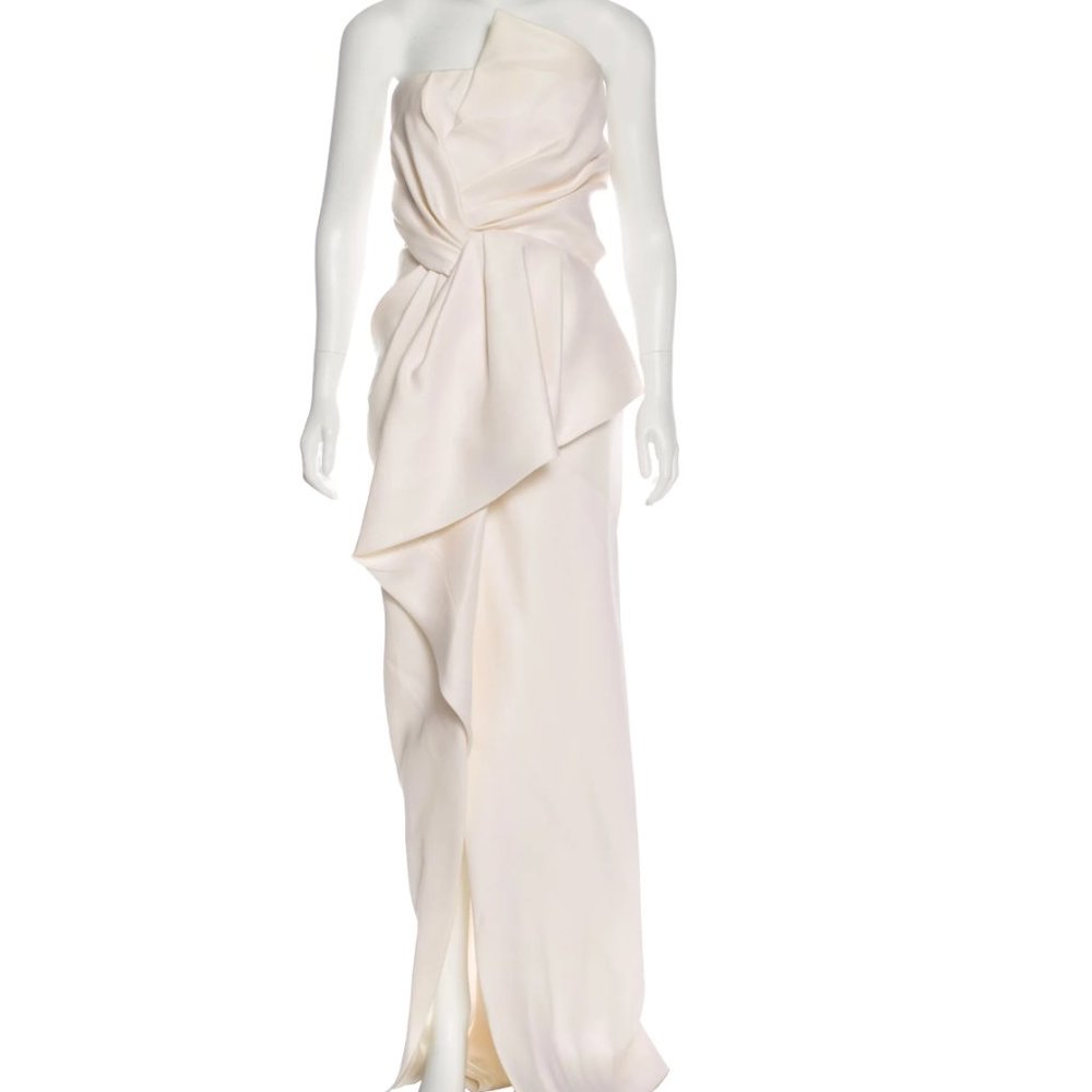 J Mendel Silk Draped Bustier Gown